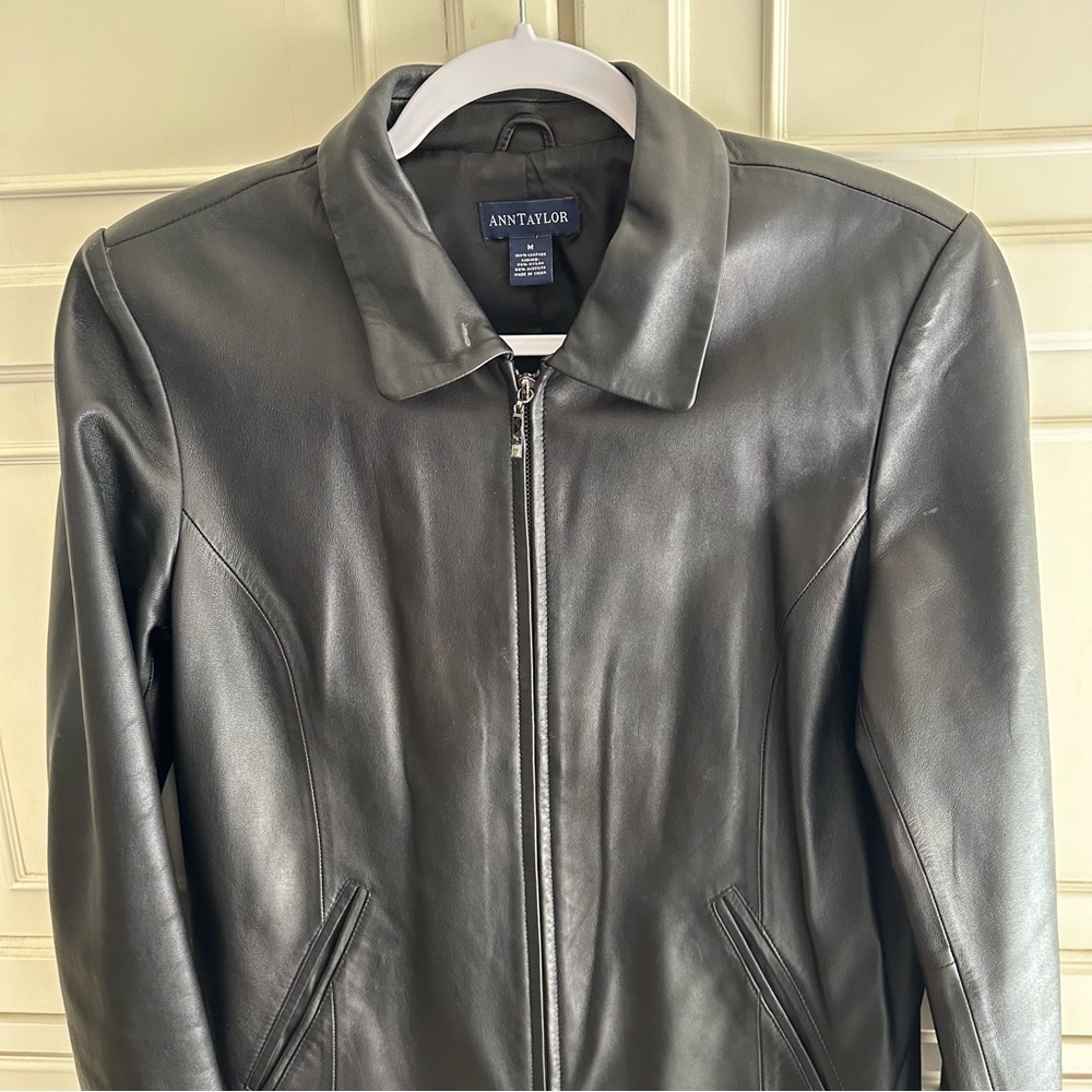 Ann Taylor Black Lamb Leather Jacket - Picture 4 of 14